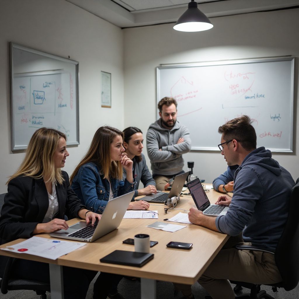 Echipa noastră lucrând la proiect